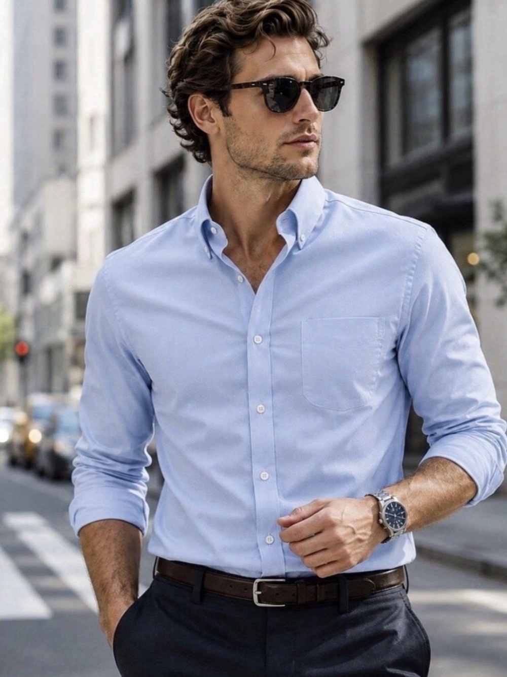 J. Crew Light Blue Button-Down Wrinkle-free Slim Shirt